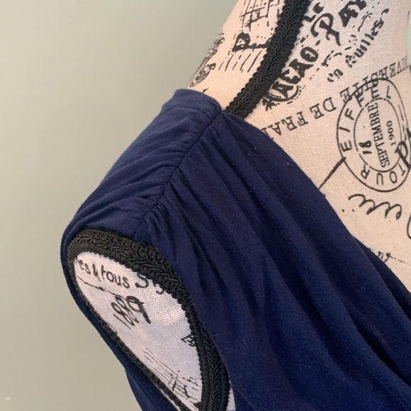 Gilli Navy Blue Drape Neck Sleeveless Midi Party or Office Dress Women’s Small - Picture 3 of 5